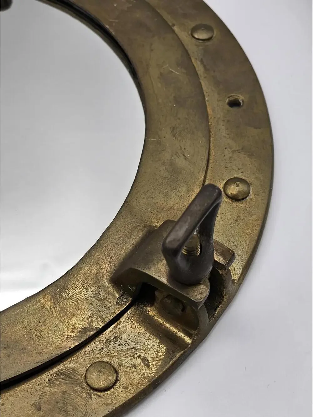 Vintage Brass Porthole Mirror Nautical Maritime Wall Decor Industrial Style